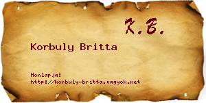Korbuly Britta névjegykártya